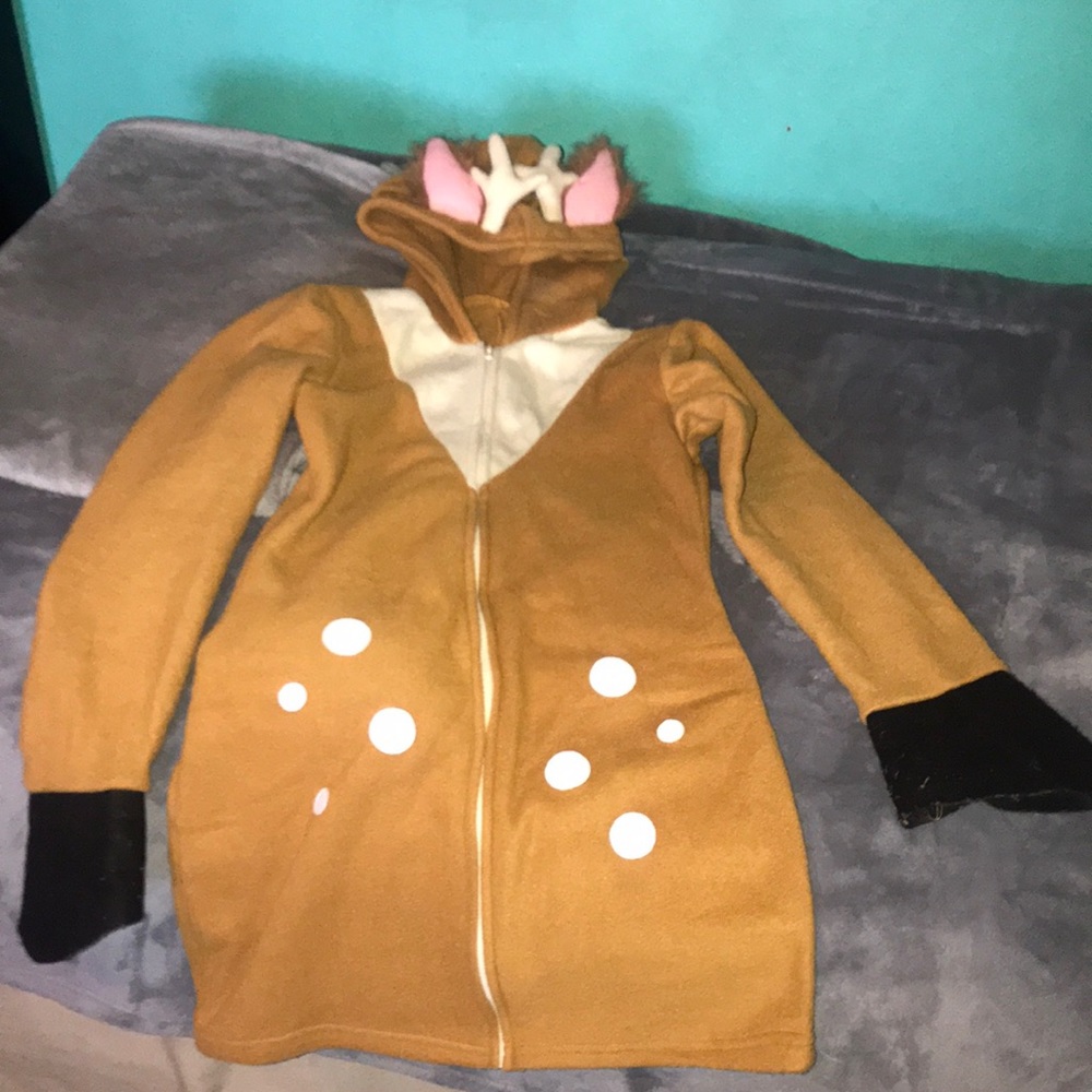 Deer dress halloween costume / pajama onesie.